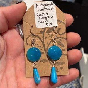 Handmade Turquoise Glass Drop Earrings